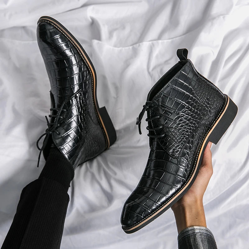 Vintage Crocodile Pattern Boots