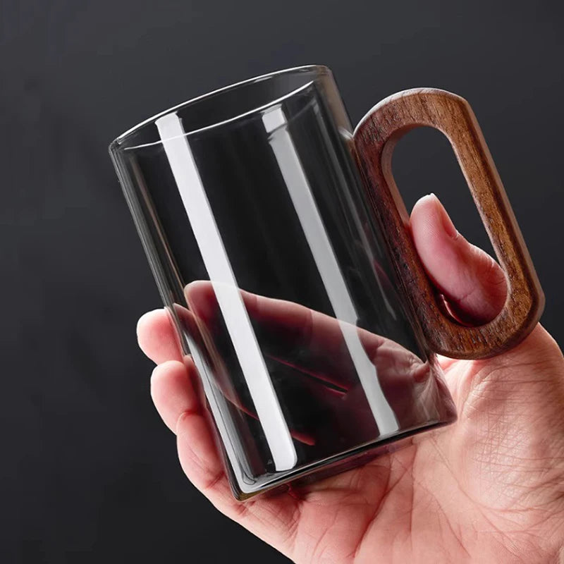 Glass Mug With Wooden Handle
