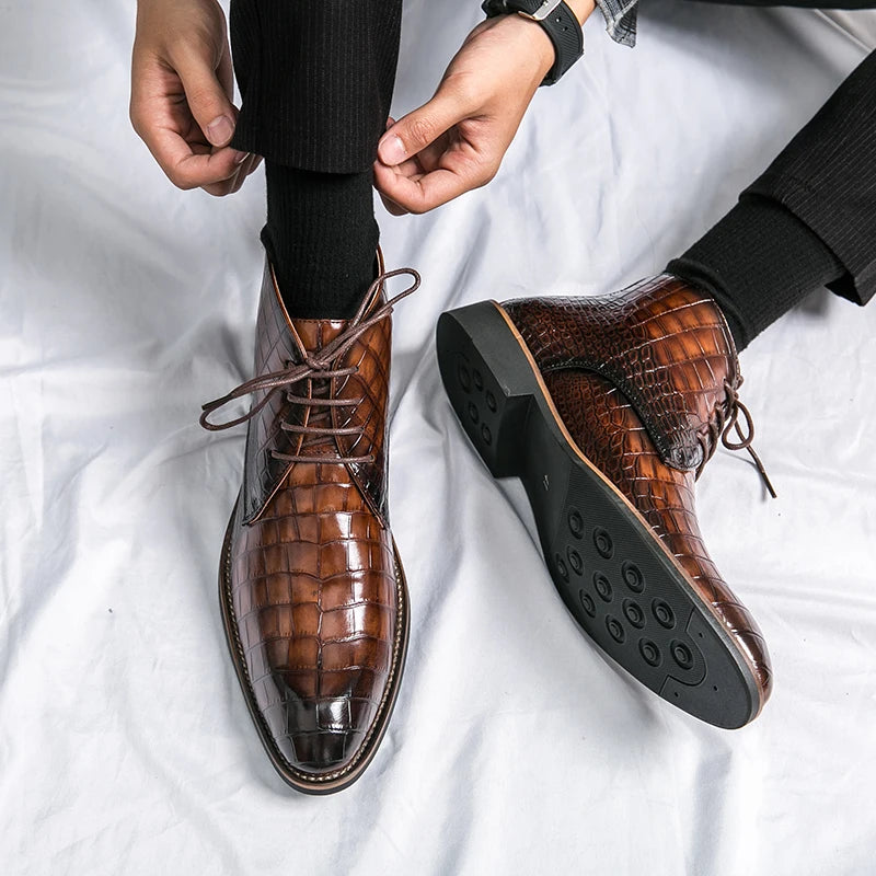 Vintage Crocodile Pattern Boots