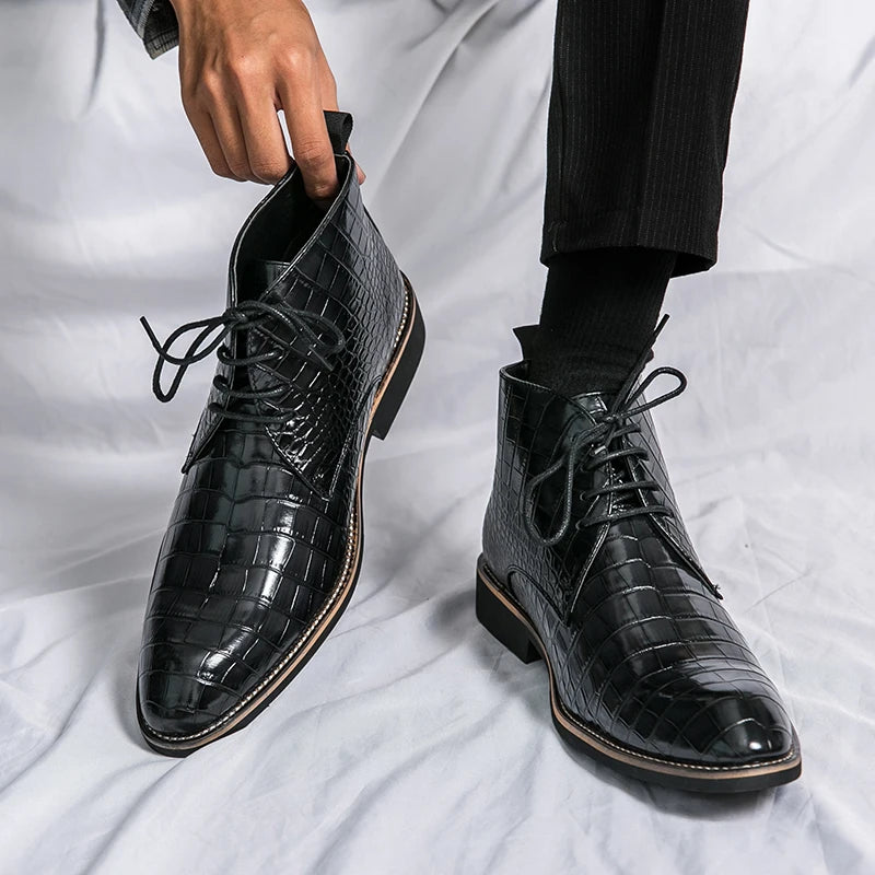 Vintage Crocodile Pattern Boots