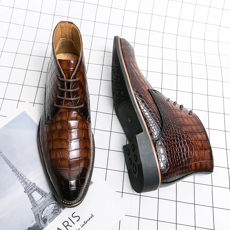 Vintage Crocodile Pattern Boots