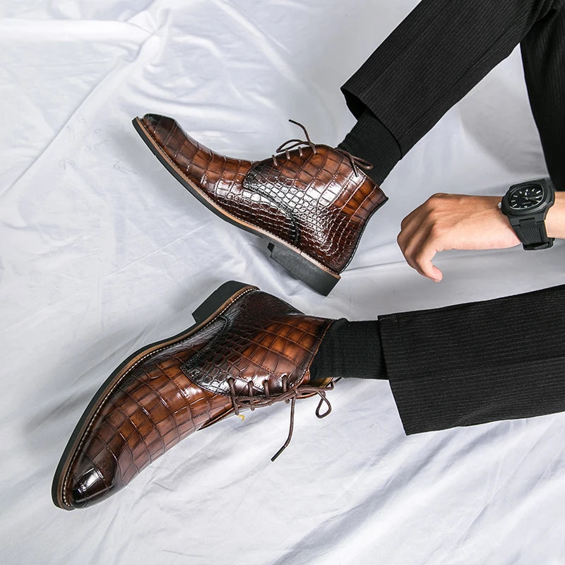 Vintage Crocodile Pattern Boots