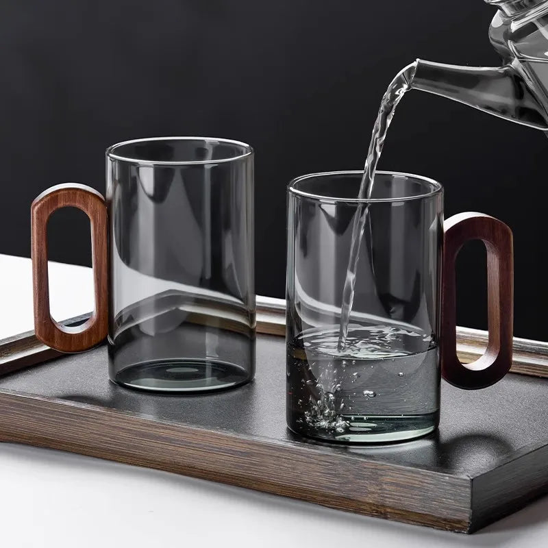 Glass Mug With Wooden Handle