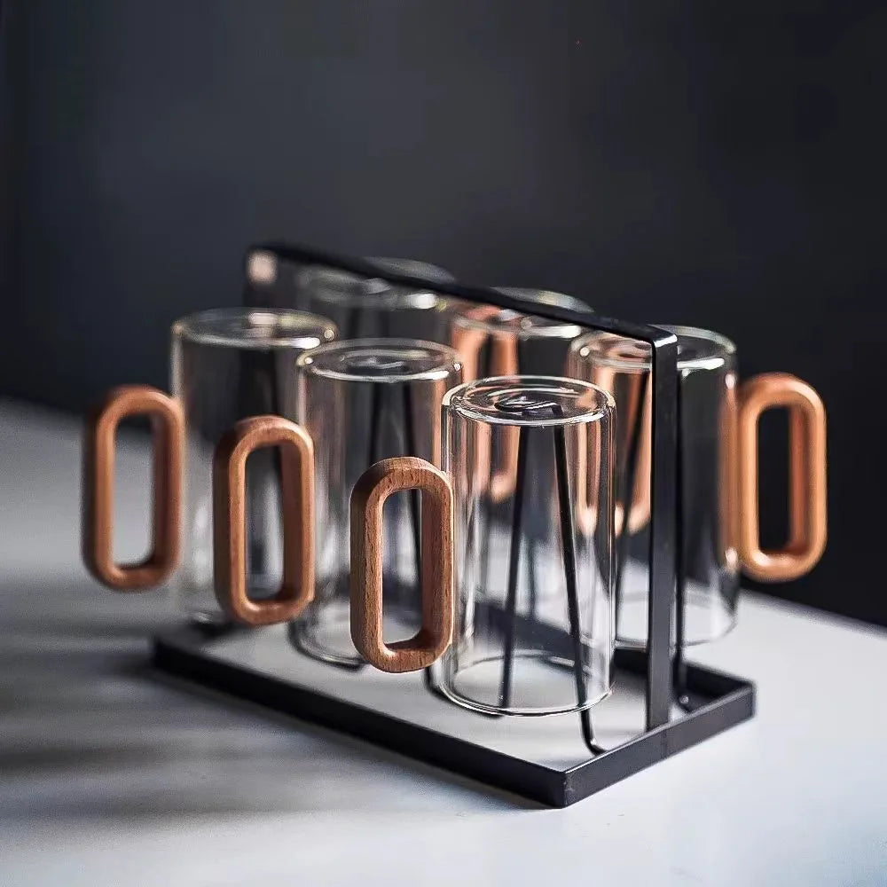 Glass Mug With Wooden Handle