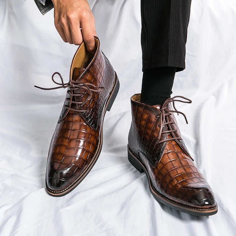 Vintage Crocodile Pattern Boots