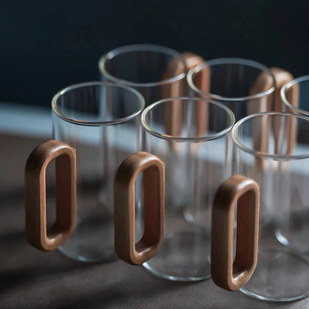 Glass Mug With Wooden Handle