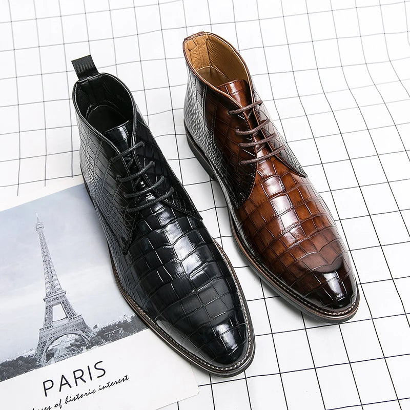 Vintage Crocodile Pattern Boots